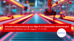Eine Grafik mit einer industriellen Produktion im Hintergrund und dem Titel des Webinars im Vordergrund.