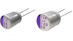 SEK-Serie aus Aluminum-Polymer-Kondensatoren von PANASONIC bietet bietet hohe Rippelstrom-Belastbarkeit bei hohen Temparaturen.