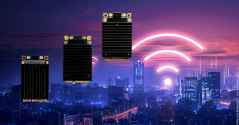 Graphic of Radio Modules by COMPEX and an image of a smart city.