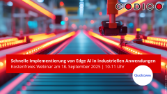 Eine Grafik mit einer industriellen Produktion im Hintergrund und dem Titel des Webinars im Vordergrund.