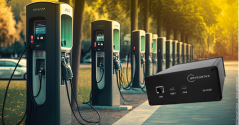 Graphic of the V2G Simulator by SEVENSTAX and charging stations.